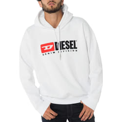 DIESEL S-DIVISION Mens Pullover Hoodie Oversized - White, XS