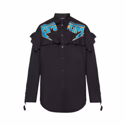 DIESEL C BUL 0BAST Womens Oversize Shirt Embroidered Ladies Long Cotton Black - S
