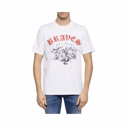 DIESEL T JUST XI Mens Printed T Shirts Crew Neck Short Sleeve Summer White Tee - XL