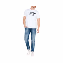 DIESEL T JUST Y4 Mens T Shirt Crew Neck Summer White Tee - S