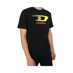 DIESEL T JUST Y4 Mens T Shirt Crew Neck Black Cotton Tee - L