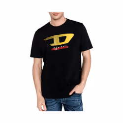 DIESEL T JUST Y4 Mens T Shirt Crew Neck Black Cotton Tee - M