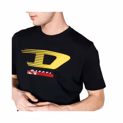 DIESEL T JUST Y4 Mens T Shirt Crew Neck Black Cotton Tee - M