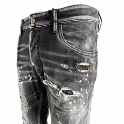 Dsquared2 Skater Jean Reinforced Ripped Paint Splatter Black Wash Jeans - W28 L30