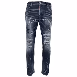 Dsquared2 Skater Jean Reinforced Ripped Paint Splatter Black Wash Jeans - W42 L30