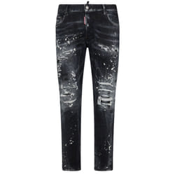 Dsquared2 Tidy Biker Jean Paint Splash Reinforced Ripped Black Jeans - W28 L30