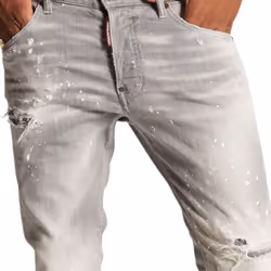 Dsquared2 Skater Jean Paint Splatter Light Grey Wash Jeans - W30 L30