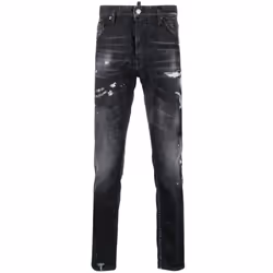 Dsquared2 Cool Guy Jean Black Paint Splattered Ripped Wash Jeans - W38 L30