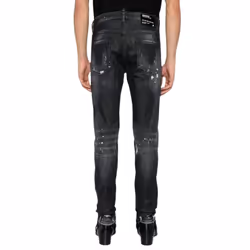 Dsquared2 Cool Guy Jean Black Paint Splattered Ripped Wash Jeans - W38 L30