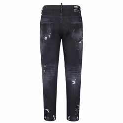 Dsquared2 Skater Jean Ripped Thighs Paint Splatter Black Wash Jeans - W40 L30