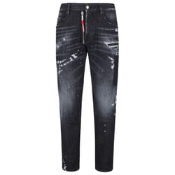 Dsquared2 Skater Jean Ripped Thighs Paint Splatter Black Wash Jeans - W42 L30
