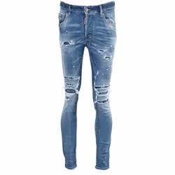 Dsquared2 Super Twinky Jean Paint Splash Reinforced Ripped Blue Jeans - W28 L30