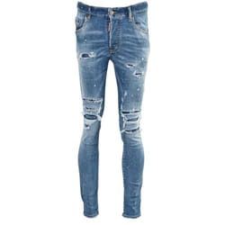 Dsquared2 Super Twinky Jean Paint Splash Reinforced Ripped Blue Jeans - W28 L30