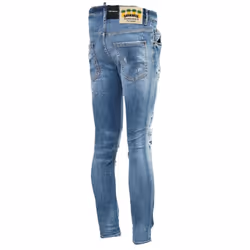 Dsquared2 Super Twinky Jean Paint Splash Reinforced Ripped Blue Jeans - W38 L30