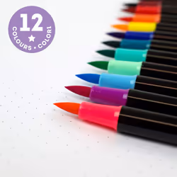 LEGAMI Brush Marker Pens - Water-based Ink - Pack of 12