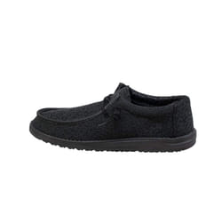 Hey Dude Men's Wally Sox Micro Total Black Size 8 | Mens Shoes | Men's Lace Up Loafers | Comfortable & Light-Weight