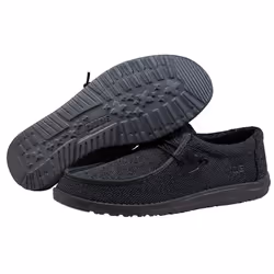Hey Dude Men's Wally Sox Micro Total Black Size 8 | Mens Shoes | Men's Lace Up Loafers | Comfortable & Light-Weight