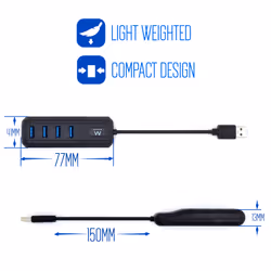 Ewent EW1138 interface hub USB 3.2 Gen 1 (3.1 Gen 1) Type-A 5000 Mbit/s Black - Additional view 4