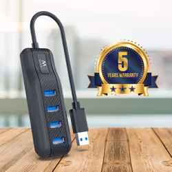 Ewent EW1138 interface hub USB 3.2 Gen 1 (3.1 Gen 1) Type-A 5000 Mbit/s Black - Additional view 5