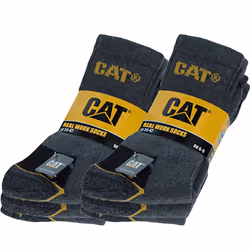 6 Pairs of CAT Caterpillar Mens Adults Heavy Duty Industrial Workwear Socks - 6-11, Charcoal