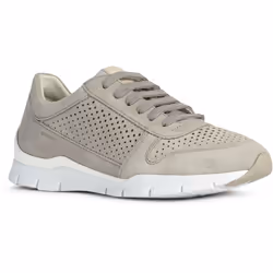 ) Geox D Sukie B Leather Women's Light Grey Trainers - Grey, 5 (Adults'