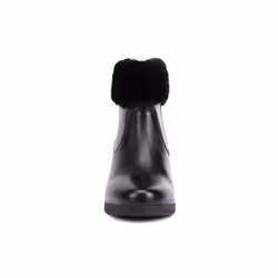 ) Geox Anylla 80% Leather Bovine Nappa-20% Leather Real Fur Women's Black Boots - Black, 7 (Adults'