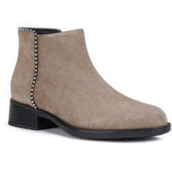 ) Geox Resia 100% Leather Bovine Suede Women's Dark Beige Boots - Cream, 6 (Adults'