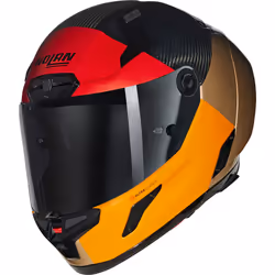 Nolan X-804 RS Ultra Carbon Blocco Helmet, red-orange-beige, Size S for Men
