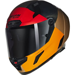 Nolan X-804 RS Ultra Carbon Blocco Helmet, red-orange-beige, Size M for Men