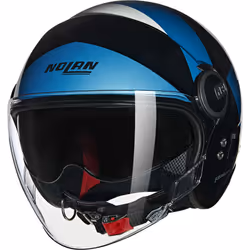 Nolan N21 Visor 06 Tangente Jet Helmet, black-blue-silver, Size M for Men