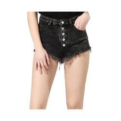 DIESEL DE GINGER Womens Denim Shorts Black Fringe Hem - W24