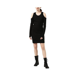 DIESEL D CECYL 0DAPR Womens Short Dress Cotton Black Long Sleeve Crew neck Tops - XS