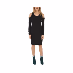 DIESEL D CECYL 0DAPR Womens Short Dress Cotton Black Long Sleeve Crew neck Tops - XS
