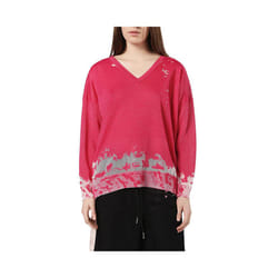 DIESEL M SPORT Womens Dress V Neck Pullover Pink Tops - S
