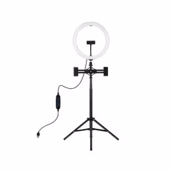 PULUZ 11.8" Ring Light with 1.65m Tripod, Dual Phone Bracket, USB, 3 Modes, Dual Color Temperature (Black)