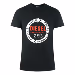 Diesel Recycled Styles Logo Black T-Shirt - M
