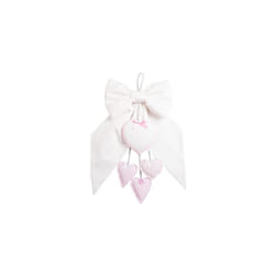 - White Birth Band with Pink Hearts, Aida Canvas Heart for Embroidery, Cotton, Ideal for Hanging to Announce The Birth of a Girl, 100% Made in Italy