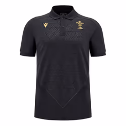 2024-2025 Wales Rugby WRU Travel Poly Polo Shirt (Black) - S