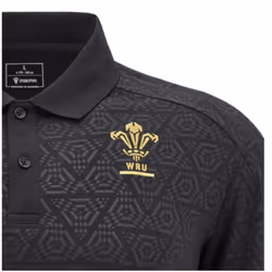 2024-2025 Wales Rugby WRU Travel Poly Polo Shirt (Black) - S