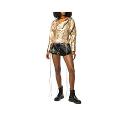 DSQUARED2 Womens Biker Jacket Gold Leather - EU 40