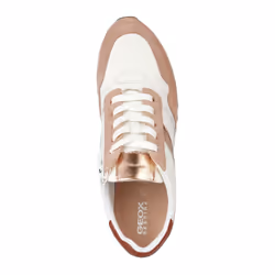 ) Geox D Tabelya Leather Bovine Suede- Textile Woven Polyester- Synthetic Nylon Women's Nude/White Trainers - Brown, 5 (Adults'