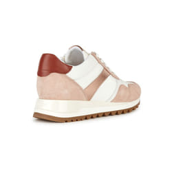 ) Geox D Tabelya Leather Bovine Suede- Textile Woven Polyester- Synthetic Nylon Women's Nude/White Trainers - Brown, 7 (Adults'