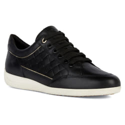 ) Geox D MYRIA Faux Leather Women's Black Trainers - Black, 6 (Adults'