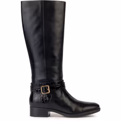) Geox D Felicity Leather Women's Black Boots - Black, 7 (Adults'