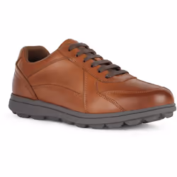 ) Geox U SPHERICA EC12 Leather Bovine Full Grain Men's Cognac Trainers - Brown, 8 (Adults'