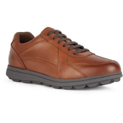 ) Geox U SPHERICA EC12 Leather Bovine Full Grain Men's Cognac Trainers - Brown, 10.5 (Adults'