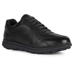 ) Geox U SPHERICA EC12 Leather Bovine Full Grain Men's Black Trainers - Black, 7 (Adults'