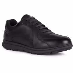 ) Geox U SPHERICA EC12 Leather Bovine Full Grain Men's Black Trainers - Black, 9 (Adults'