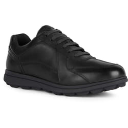 ) Geox U SPHERICA EC12 Leather Bovine Full Grain Men's Black Trainers - Black, 9 (Adults'