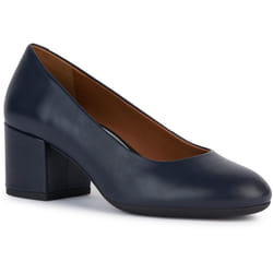 ) Geox D ELEANA A Leather Bovine Full Grain Women's Navy Heels - Blue, 4 (Adults'
